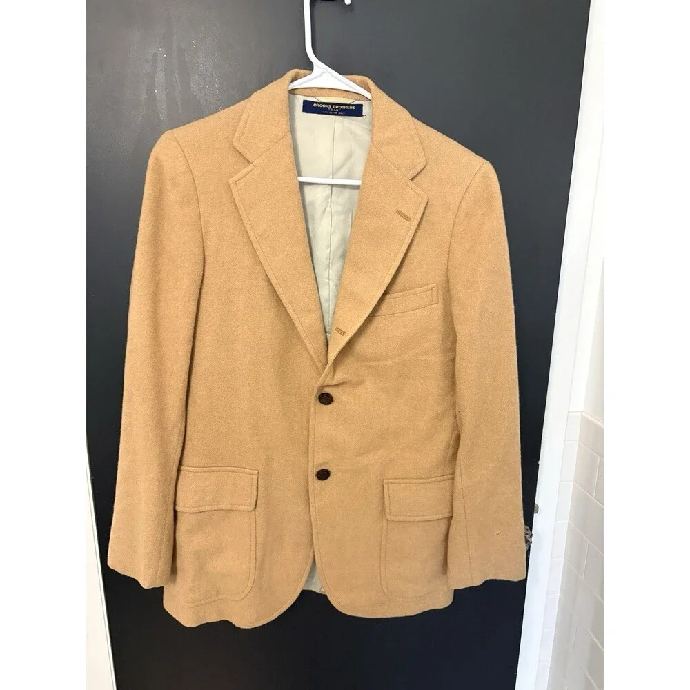 Brooks Brothers Sport Coat Mens 38 Beige 100% Camel Hair Made USA Jacket